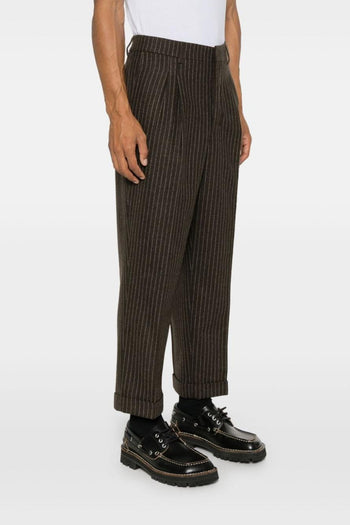 Pantalone Marrone Uomo Gessato - 4