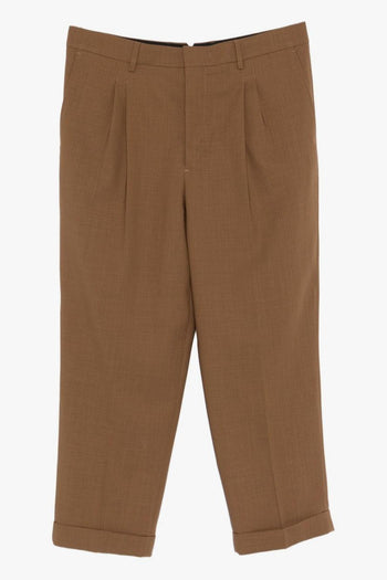 Ami Paris Pantalone Marrone Uomo Doppia Pince - 5