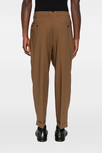 Ami Paris Pantalone Marrone Uomo Doppia Pince - 3