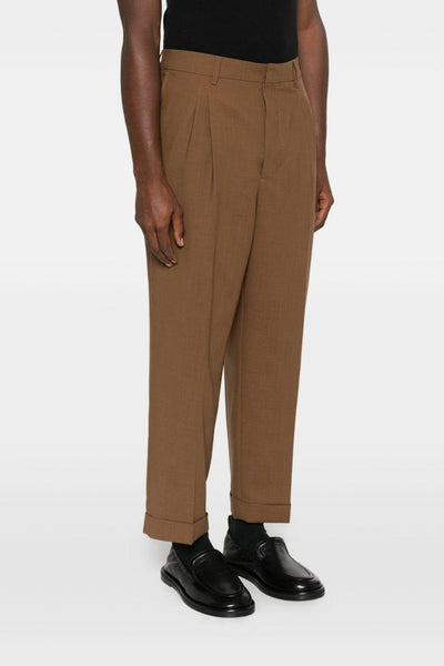 Ami Paris Pantalone Marrone Uomo Doppia Pince
