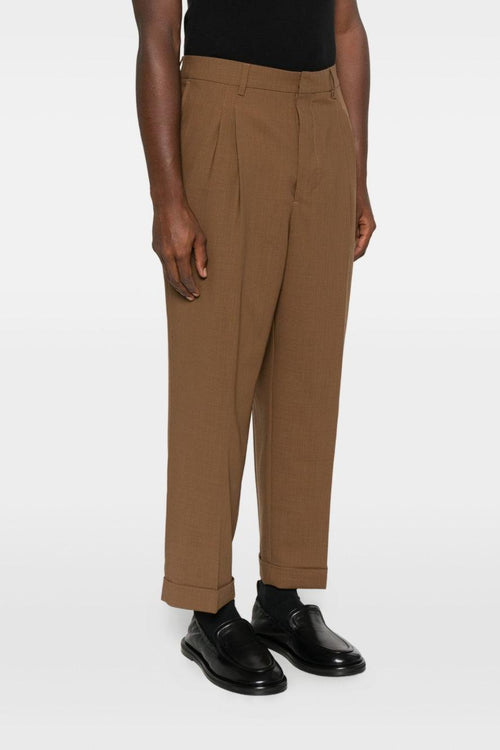 Ami Paris Pantalone Marrone Uomo Doppia Pince