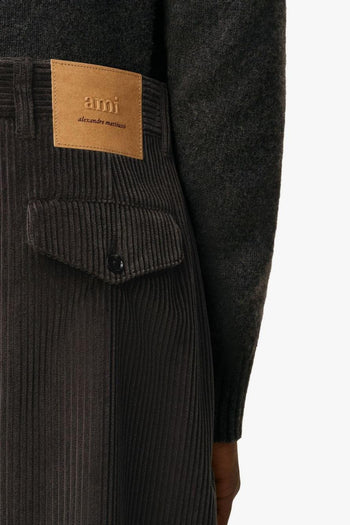 Ami Paris Pantalone Uomo Velluto Millerighe Grigio - 5