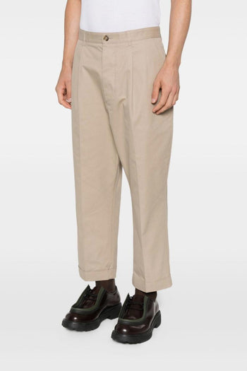 Ami Paris Pantalone Uomo Chino Beige con Risvolto - 2