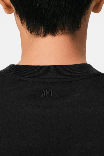 Ami Paris T-Shirt Micro Ricamo Cuore Uomo Nero - 4