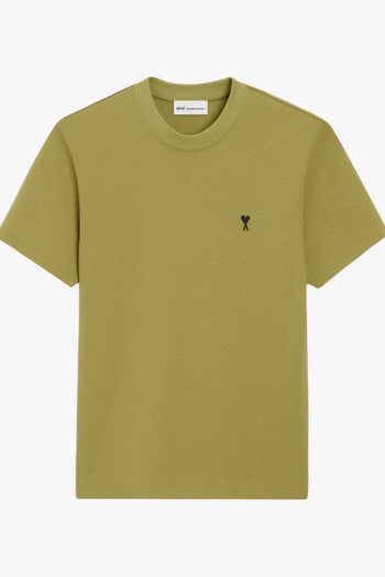 Ami Paris T-Shirt Micro Ricamo Cuore Uomo Verde - 5