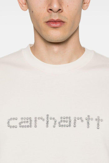 Wip T-shirt Bianco Uomo Logo Strass - 3