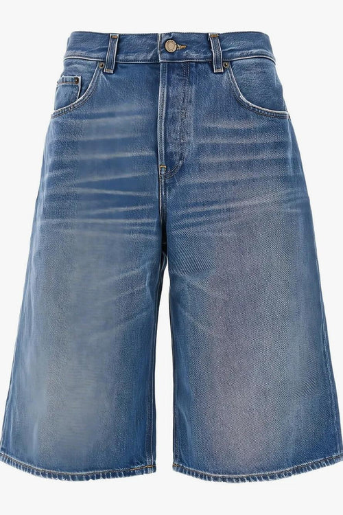 Shorts Blu Donna con Sbaffature