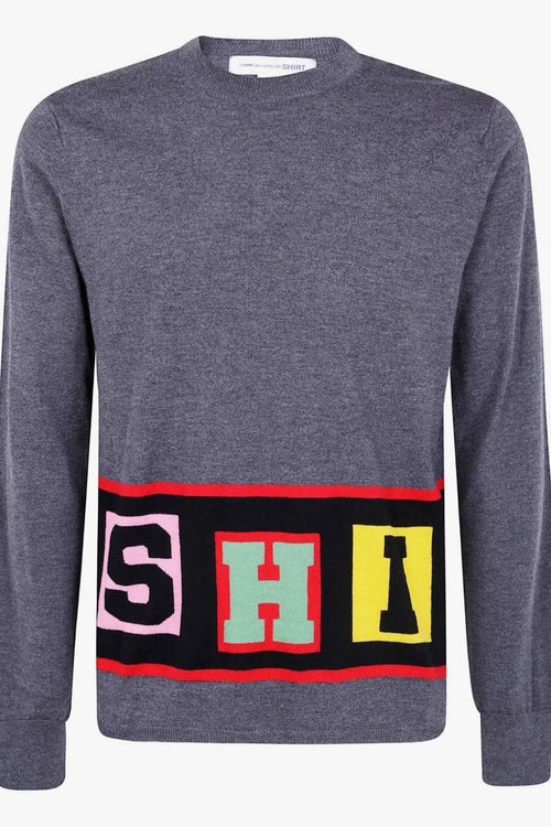 Maglia Grigio Uomo Logo sul Fondo