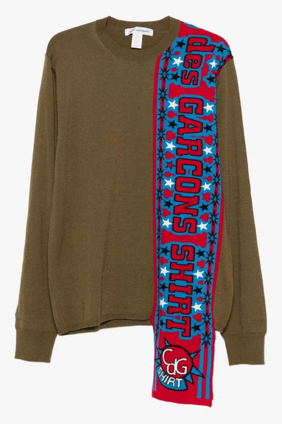 Maglia Verde Uomo Pannello Sciarpa