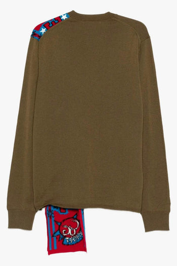 Maglia Verde Uomo Pannello Sciarpa - 2