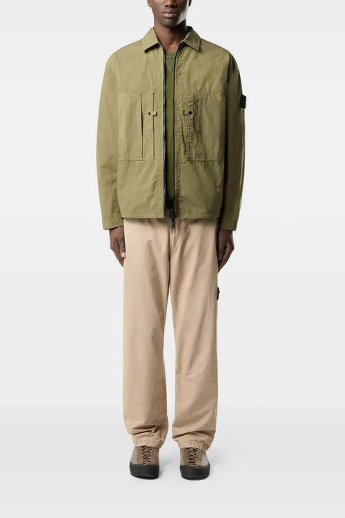 Giacca-Camicia Verde Uomo con Cerniera