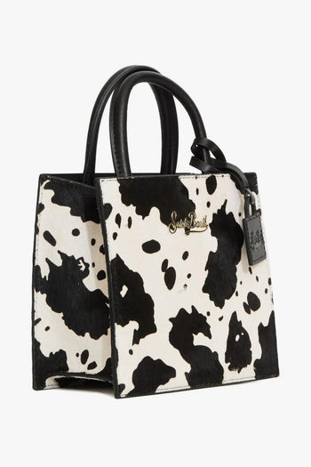 Saint Barth Borsa Bianco-Nero Donna Shop Mini Muccata - 3