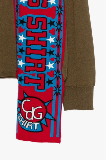 Maglia Verde Uomo Pannello Sciarpa - 3