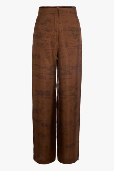 Pantalone Marrone Donna Vita Alta