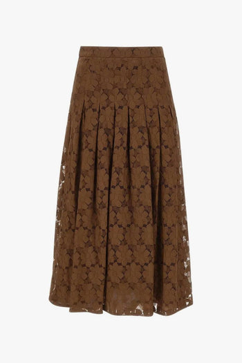 Gonna Marrone Donna Midi Pizzo - 3