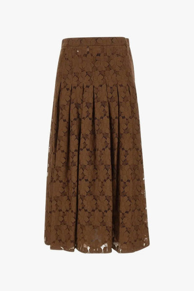Gonna Marrone Donna Midi Pizzo