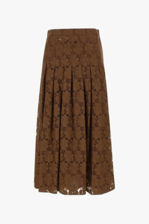 Gonna Marrone Donna Midi Pizzo