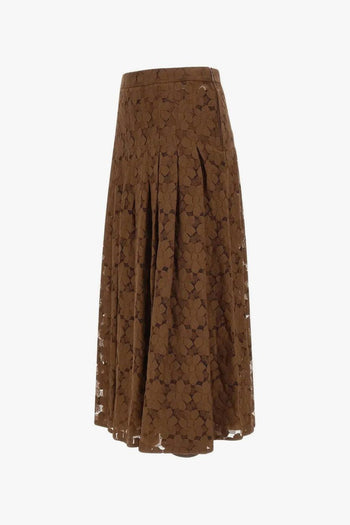 Gonna Marrone Donna Midi Pizzo - 2