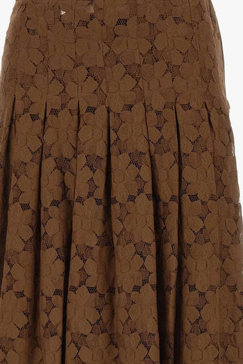 Gonna Marrone Donna Midi Pizzo - 6