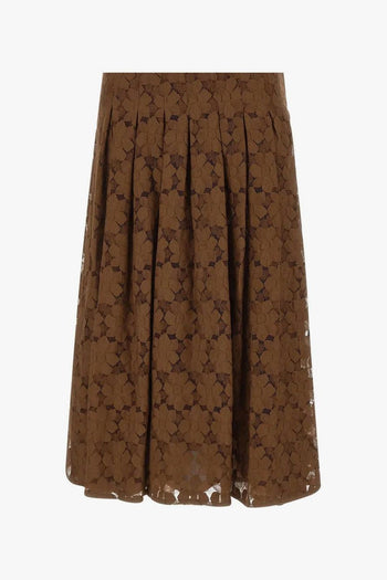 Gonna Marrone Donna Midi Pizzo - 5