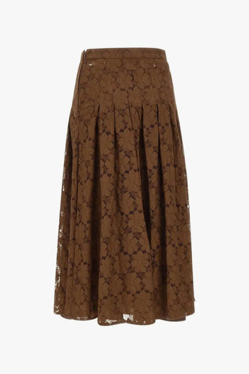 Gonna Marrone Donna Midi Pizzo - 4