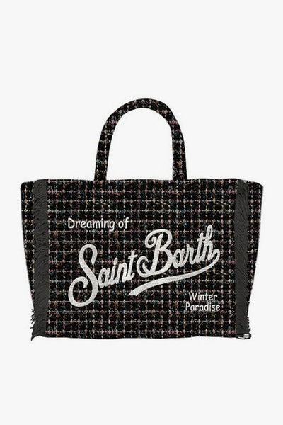 Saint Barth Borsa Nero Donna Vanity Mini Tweed