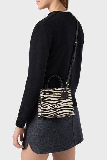 Saint Barth Borsa Bianco-Nero Donna Shop Mini Zebrata - 2