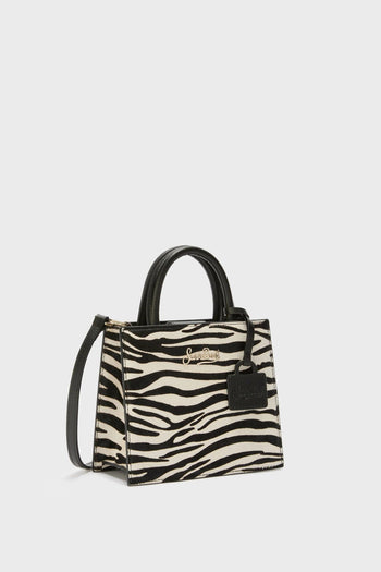 Saint Barth Borsa Bianco-Nero Donna Shop Mini Zebrata - 3