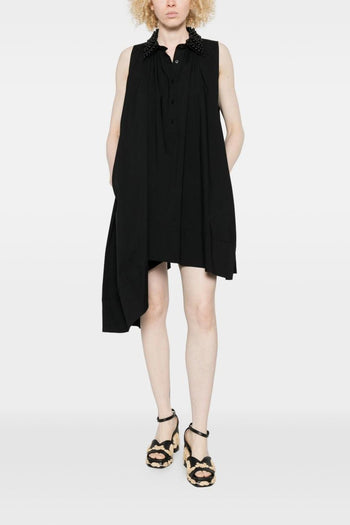 Abito Chemisier Asimmetrico Donna Nero - 5