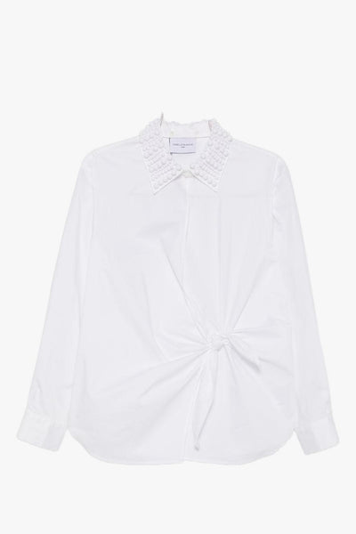 Camicia Colletto Perline Donna Bianco