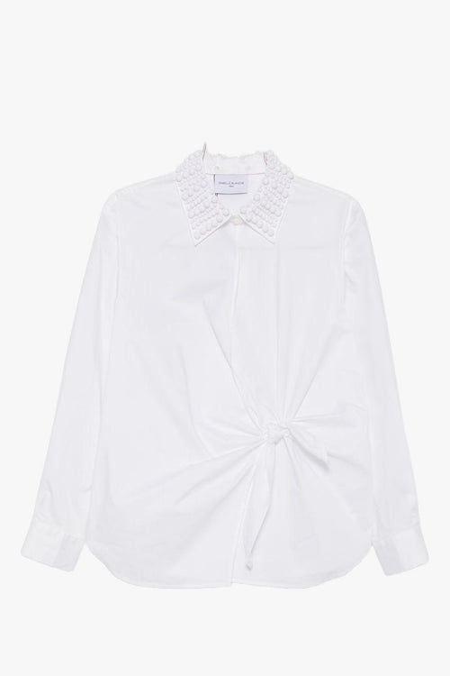 Camicia Colletto Perline Donna Bianco