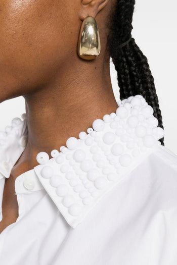 Camicia Colletto Perline Donna Bianco - 3