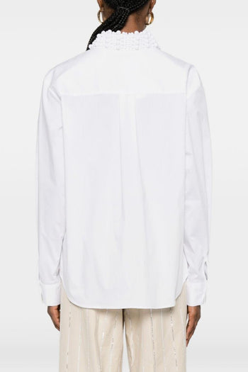 Camicia Colletto Perline Donna Bianco - 4