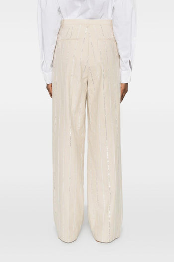 Pantalone Paillettes Donna Beige - 3