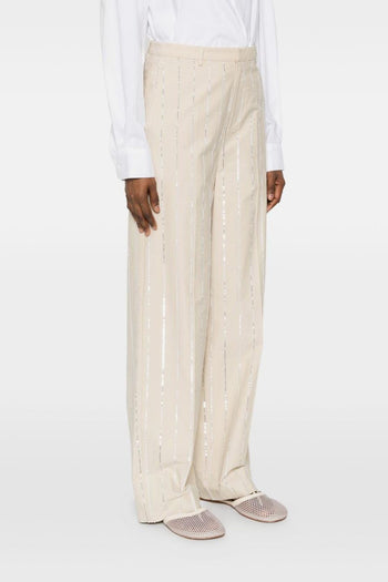 Pantalone Paillettes Donna Beige - 5