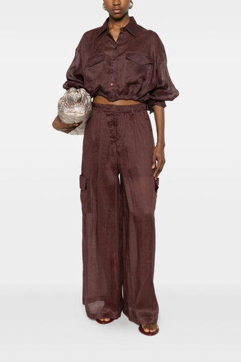 Pantalone Cargo Donna Marrone - 4