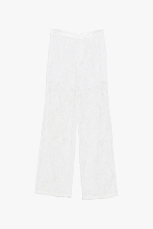 Pantalone Floreale Donna Bianco