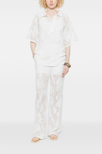 Pantalone Floreale Donna Bianco - 2
