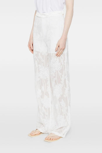 Pantalone Floreale Donna Bianco - 3
