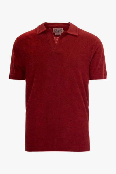 Saint Barth Polo Scollo a V Uomo Rosso