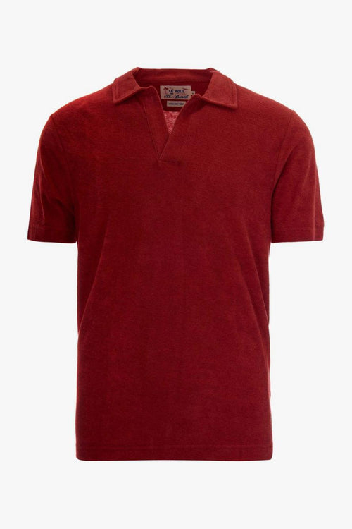 Saint Barth Polo Scollo a V Uomo Rosso