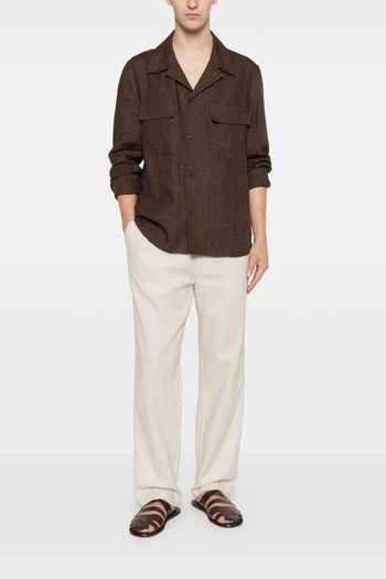 Giacca-Camicia Marrone Uomo Collo Cubano - 2