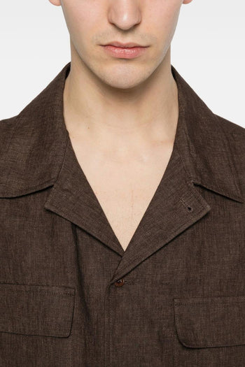Giacca-Camicia Marrone Uomo Collo Cubano - 4