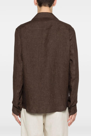 Giacca-Camicia Marrone Uomo Collo Cubano - 3