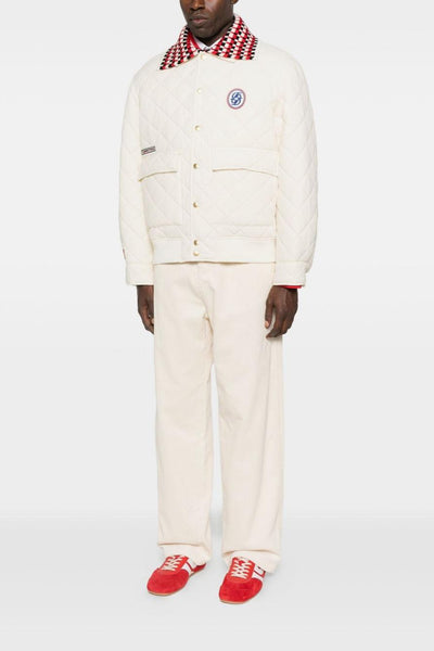 Giubbotto Bianco Uomo Colletto Racing