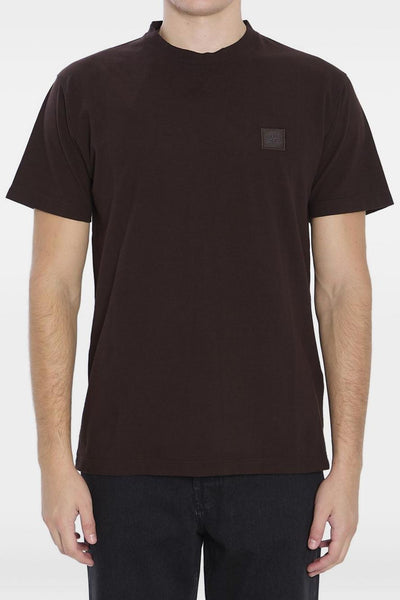 T-Shirt Marrone Uomo Patch Logo in Tono