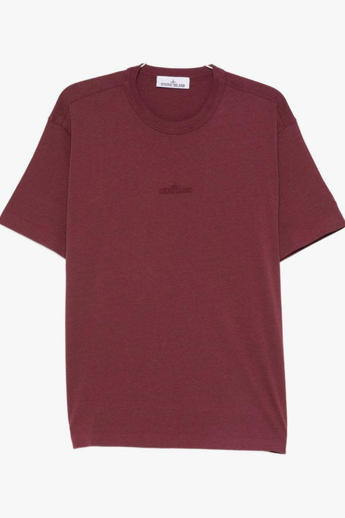 T-Shirt Viola Uomo Ricamo Logo in Tono