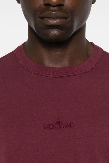 T-Shirt Viola Uomo Ricamo Logo in Tono - 3