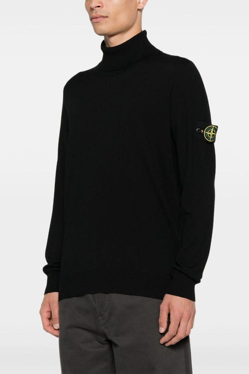 Maglia Nero Uomo Dolcevita Lana Leggera