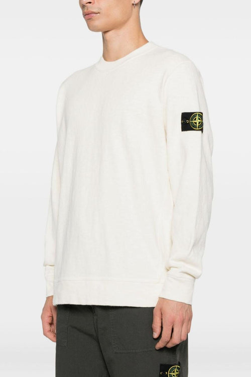 Felpa Bianco Uomo Badge Logo